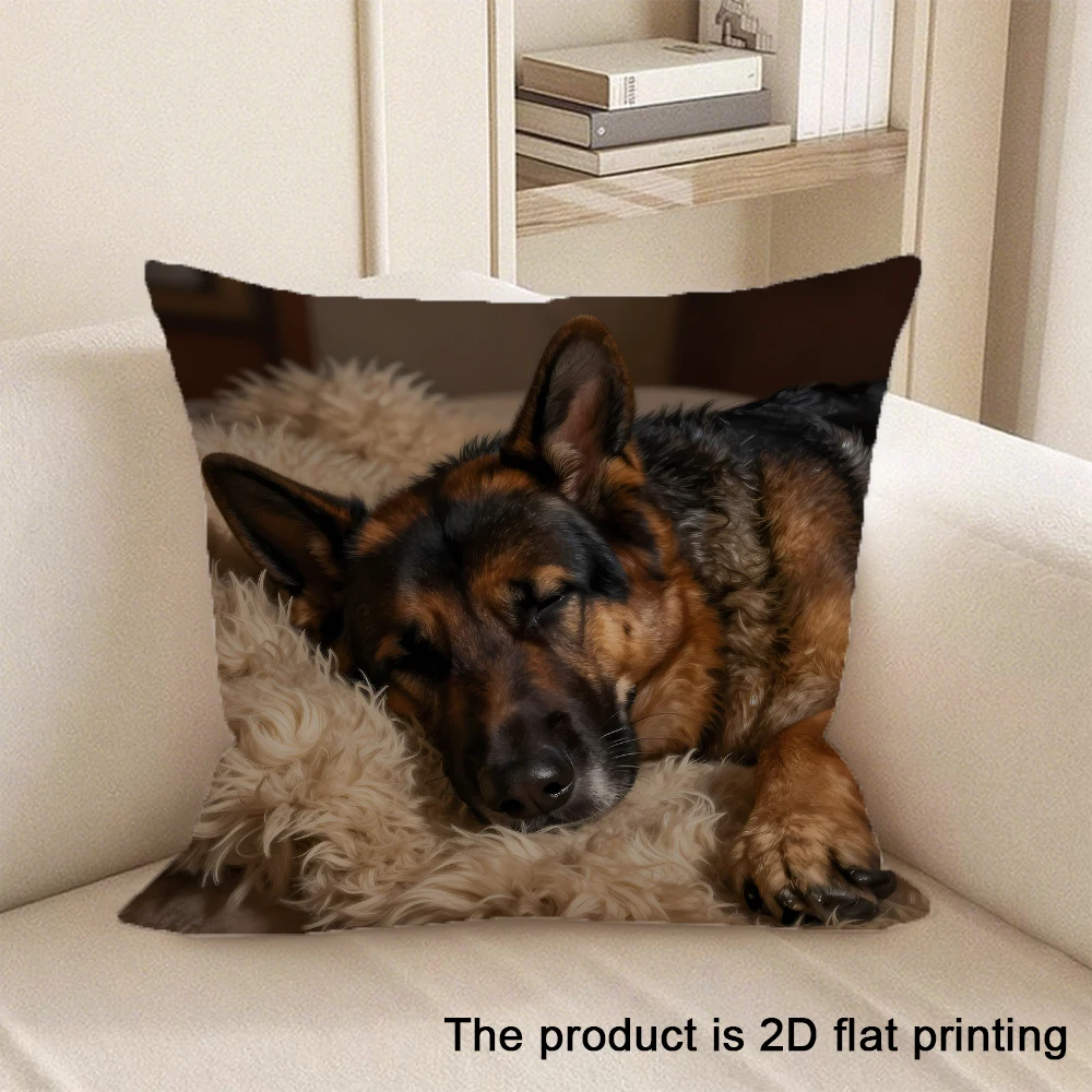 1pc Adorable Pet-themed 2D Flat Printing Pillowcases Sofa cushion cover home bedroom room decoration