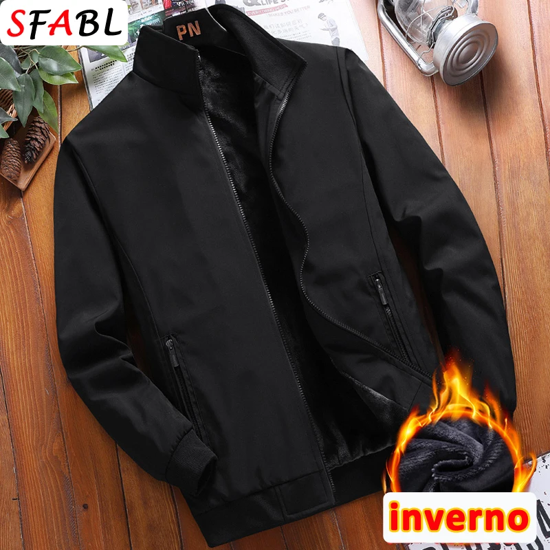 Luxuriöse, dicke Winterjacke für Herren, Business-Parka, thermische, warme Winterjacken für Herren, 3XL, winddicht, mit Stehkragen, Herrenmäntel – Detail 2