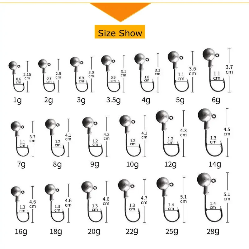 1g 1.5g 2g 2.5g 3.5g 5g 7g 10g 12g 20g jig head hook for fishing tackle ,rig soft worm hook crank lure bait hook view 2
