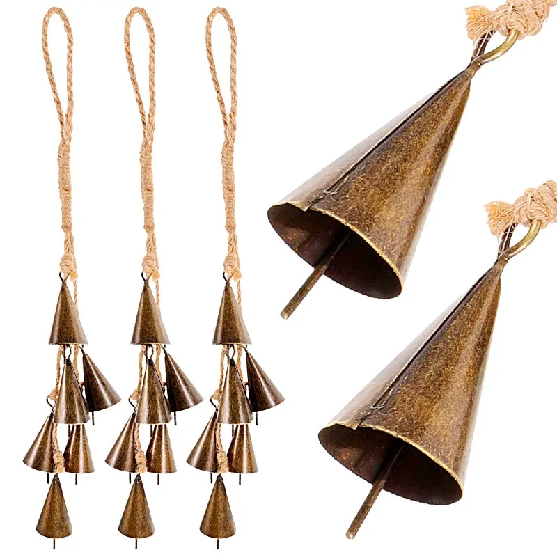 1pcs Handmade Witch Bells with Hemp Rope - Christmas Tree Ornaments Door Hanging Decorations