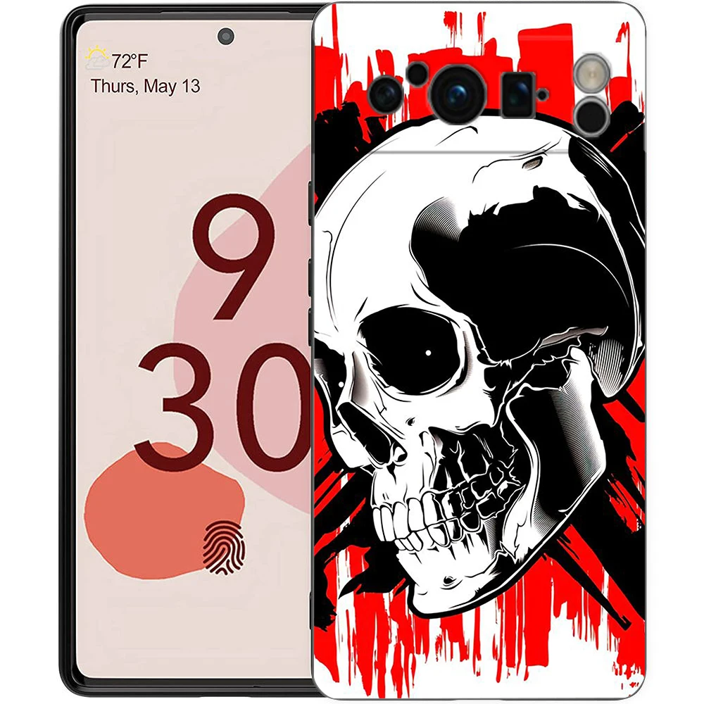 حافظة هاتف على شكل جمجمة أنيقة لهاتف جوجل بيكسل 8 7 6 7A 6A Pro 5G مقاومة للصدمات من السيليكون الناعم 8 Pro 5G Shell Capas Coque Bags من البولي يوريثان