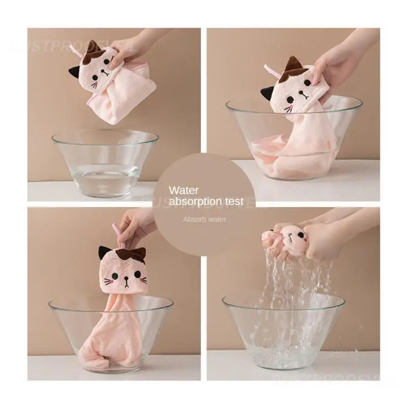 1 ~ 10 Stück Handtuch Kinder saugfähig hängende Katze bestickt Handtuch Home Decoration Korallen Fleece Bad liefert Badet uch