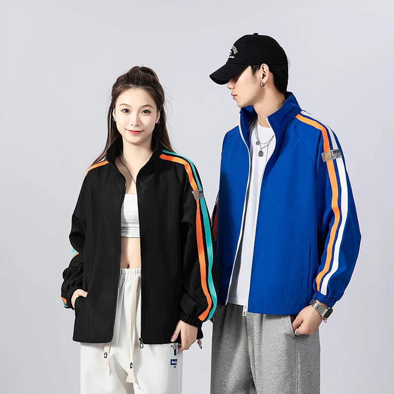 Akademie Stil Jacke neue modische lose atmungsaktive Linie Design Kragen Sport mantel Outdoor Männer und Frauen Stil Baseball jacke