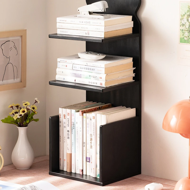 Minimalist Natural Bamboo Rack Sturdy Desktop Bookshelf High Load-Bearing Study Organizer Large
