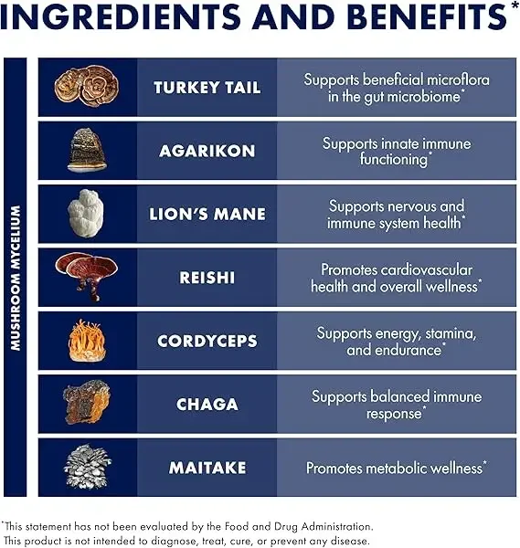 MyCommunity Capsules-Contains Herbs Such As Lion Mane and Ganoderma Lucidum.Chaga、Cordyceps Sinensis,fire Tail,etc-60 Capsules