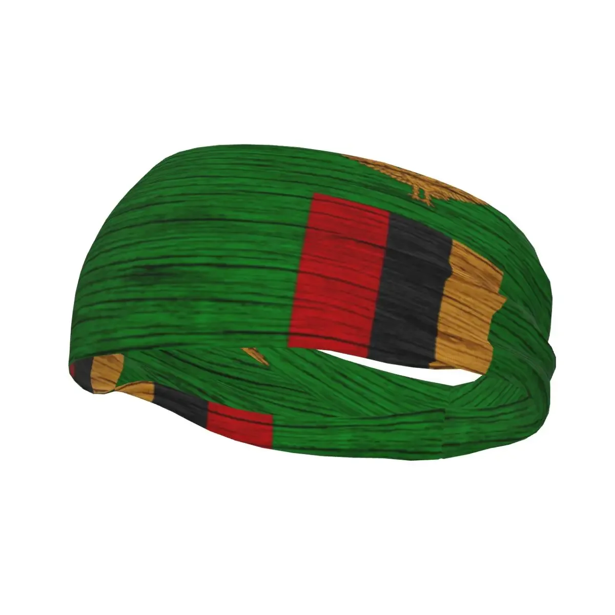 Sports Headband Portable Hair Band Zambia Flag Wood Texture Hair Wrap Brace Cycling Running Exercising Sweatband