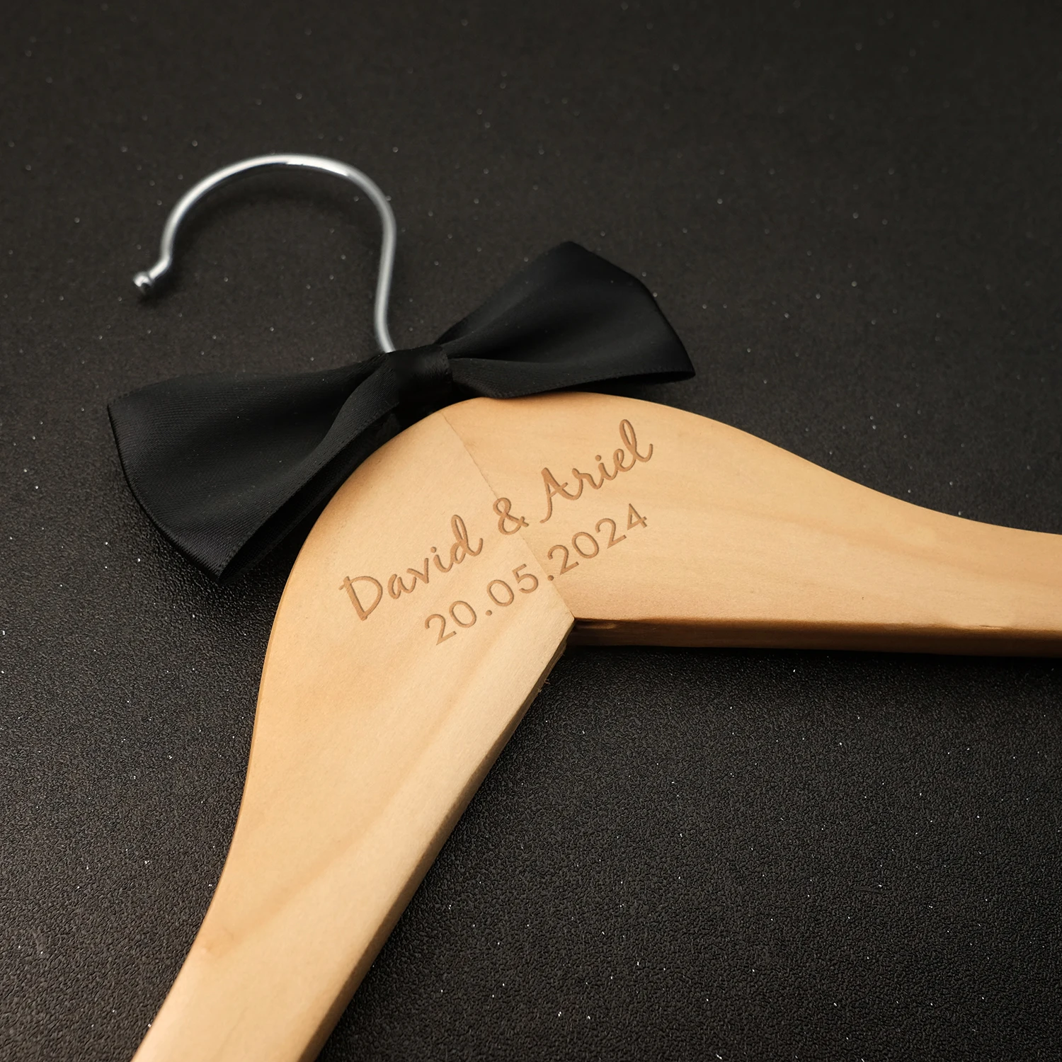 Personalised Wedding Hanger Custom Wedding Dress Hanger Bridal Hanger Engraved Names and Date Wood Hanger Bridal Shower Gifts