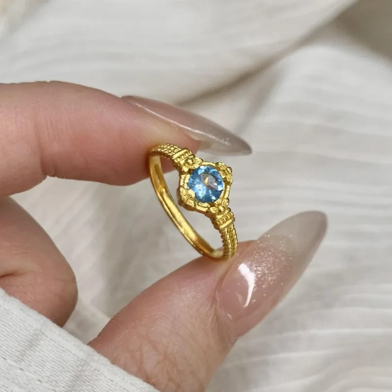 

Glacier Sea Blue Ring, Small and Exquisite Zircon Jewelry, Light Luxury Temperament, High-end Versatile Jewelry, Daily Commute