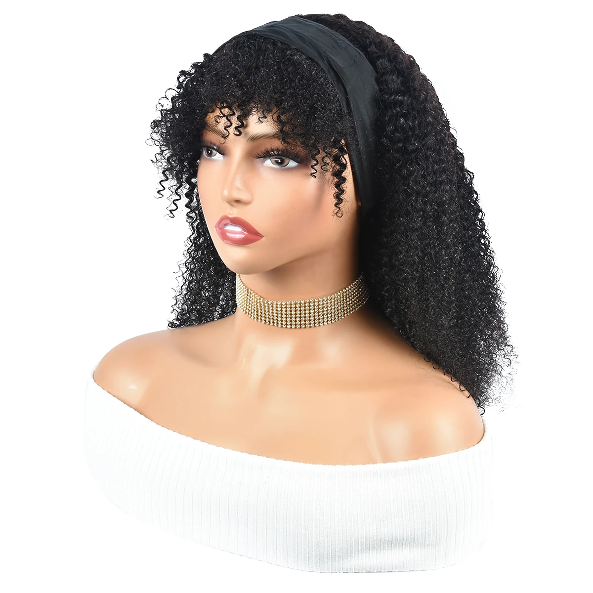 Kinky Curly Pixie Cut Human Hair Wigs For Women Natural Color Pixie Cut Wigs With Bangs Fringe Curly Full Machine Made Wigs