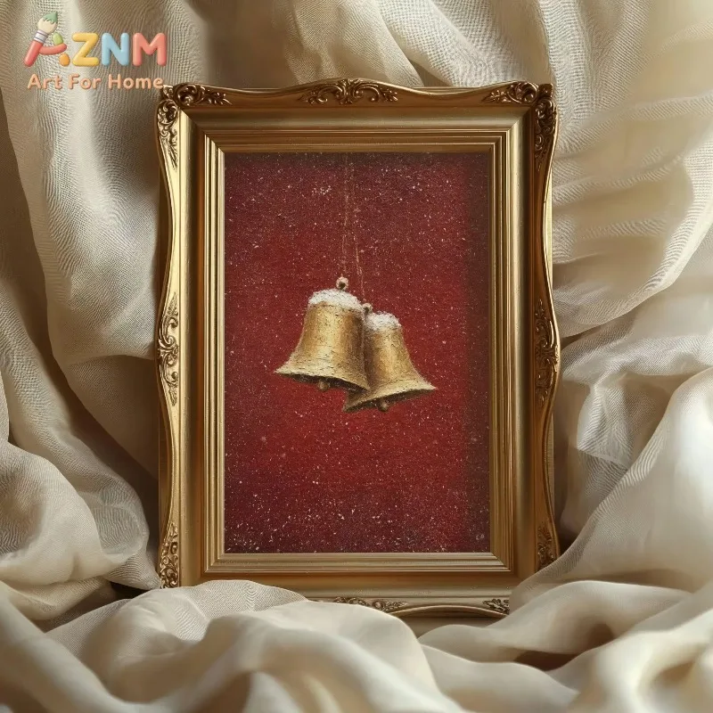 Single Vintage Christmas Canvas Wall Art Candy Cane Bell Snow Globe Ornament Wall Prints Living Room Bedroom Home Decor Poster G