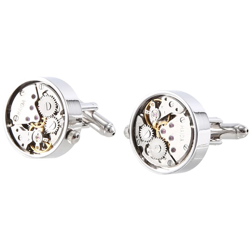 Most-Mechanical Watch Movement Cufflinks For Mens Shirt Cuff Functional Watch Mechanism Cuff Modeling Cufflinks Easy Install