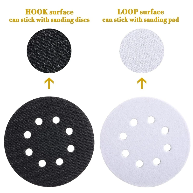 MAKE-10 Pcs Soft Density Interface Pads 5Inch 8 Holes Hook And Loop Sponge Cushion Buffer Backing Pad Sanding Interface Pad