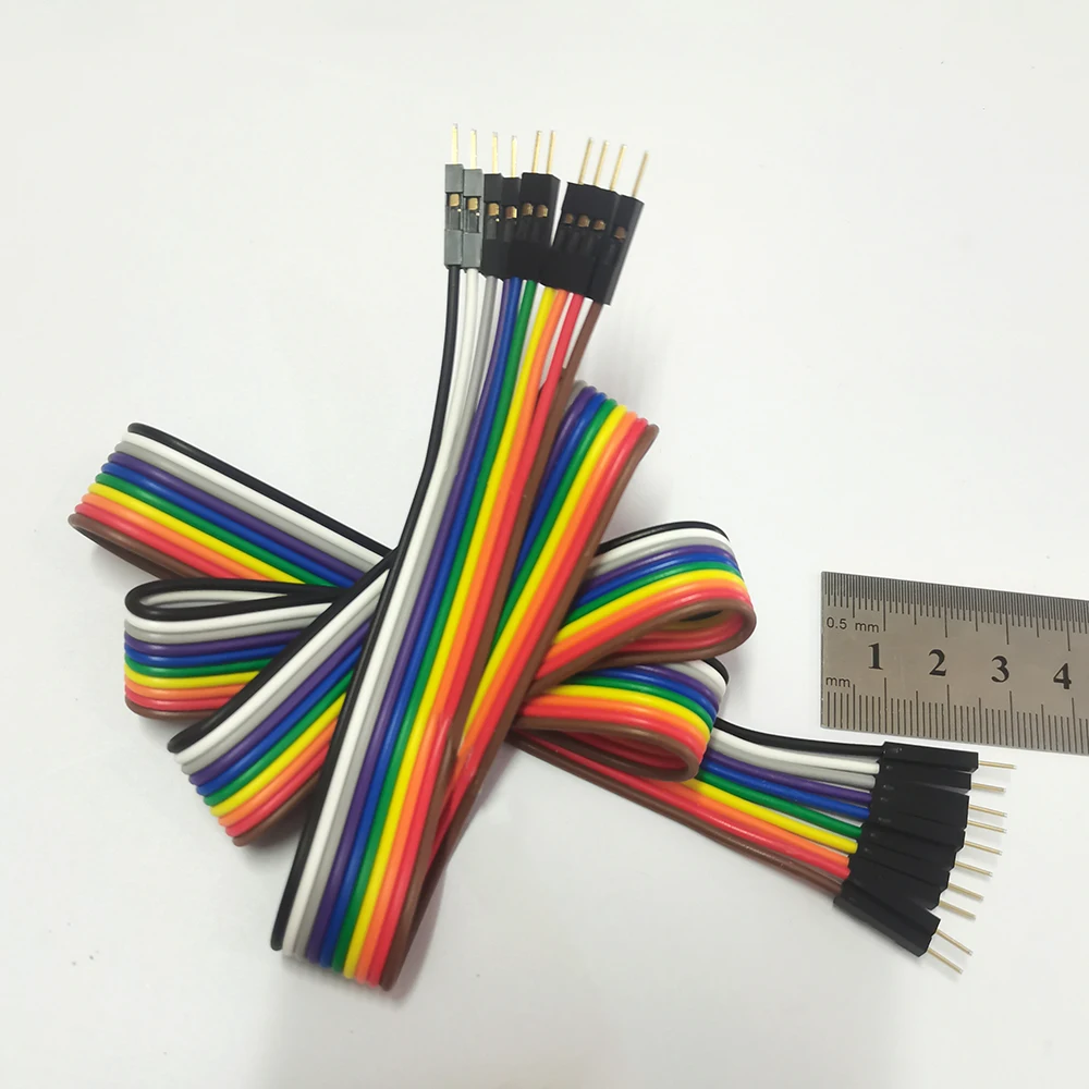10P Regenbogen-Jumper-Verlängerungskabel, 2,54 mm Rastermaß, Stecker auf Stecker, Stecker auf Buchse, Buchse auf Buchse, Draht für Breadboard DIY, 0,2, 0,3 m, 0,5 m, 1 m – Detail 2