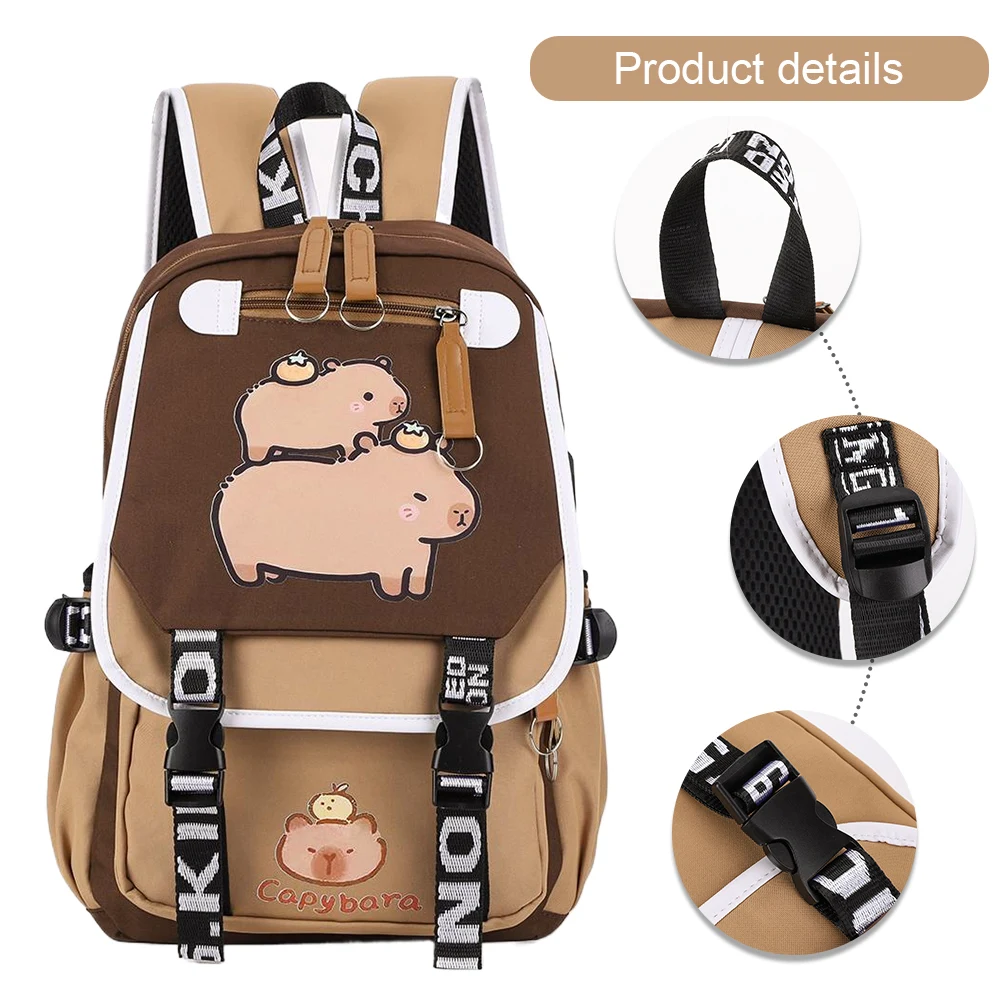 

Capybara Backpack Adjustable Straps for Girls Boys Travel Daypack with 1 Main Compartment Bag Gifts for Capybara Lovers