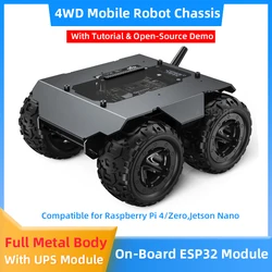 WAVE ROVER 4WD Mobile Robot Chassis Onboard ESP32 Module UPS Fit for Raspberry Pi 4B Zero Jetson Nano Orin with Tutorial Demo