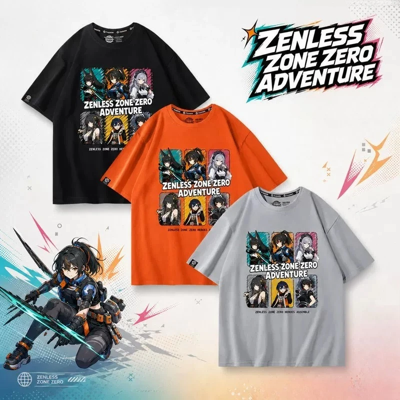 Game ZZZ Zenless Zone Zero Shirt Harajuku Fashion Street T-Shirt High Quality Cotton Tee Men Women Anime Manga Vintage T Shirts