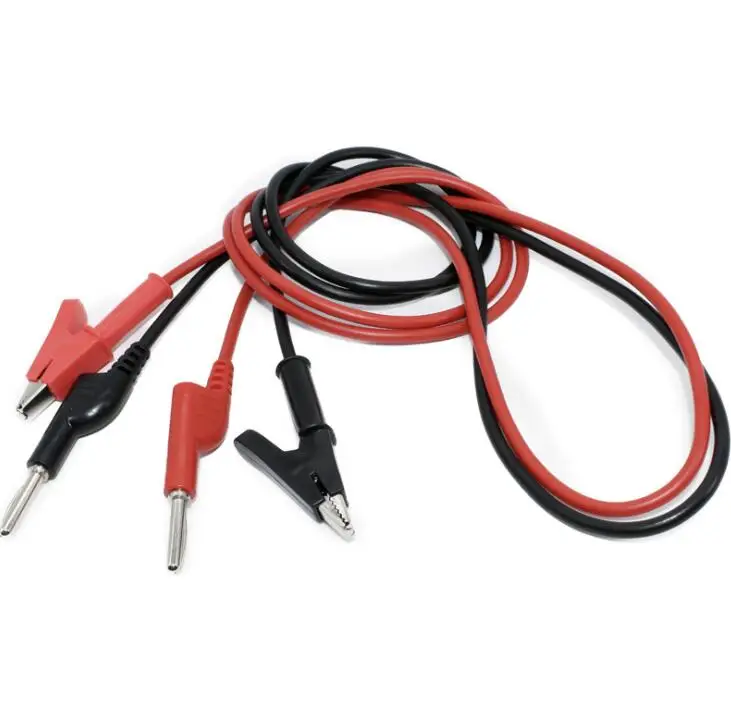 10pcs/lot Alligator Clip to Banana Plug Test Cable Lead Connector Tester for Multimeter DIY 1M/100CM 5 Pair Red+ Black