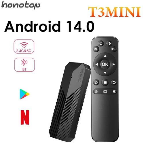 TOPSION T3Mini Smart TV Stick Android 14,0 compatible con vídeo 4K HD 2,4G 5G WIFI Smart TV Stick BT 5,0 1080P reproductor multimedia decodificador