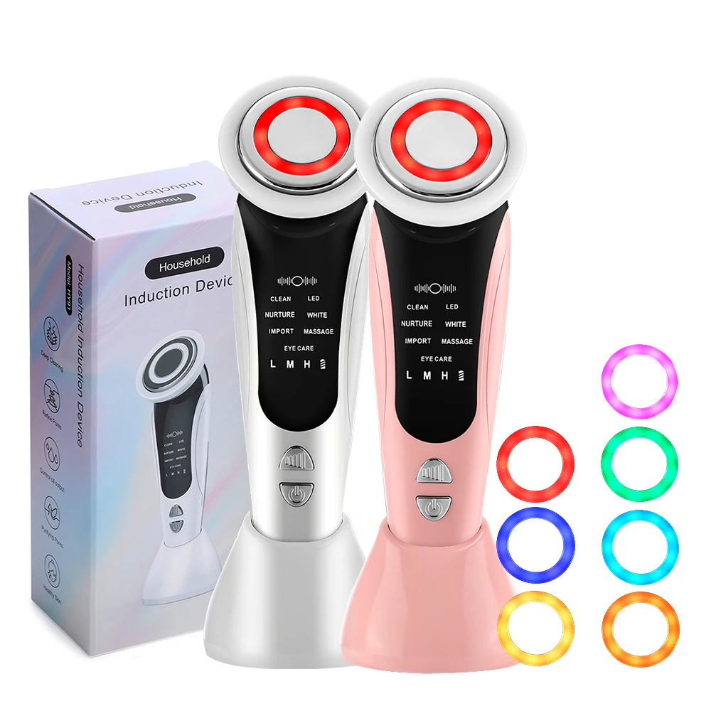 7 IN 1 EMS Face Massager 7 Colors Light Therapy Skin Rejuvenation Blackheads Remover Pores Cleaner Beauty Vibration Face Lifting