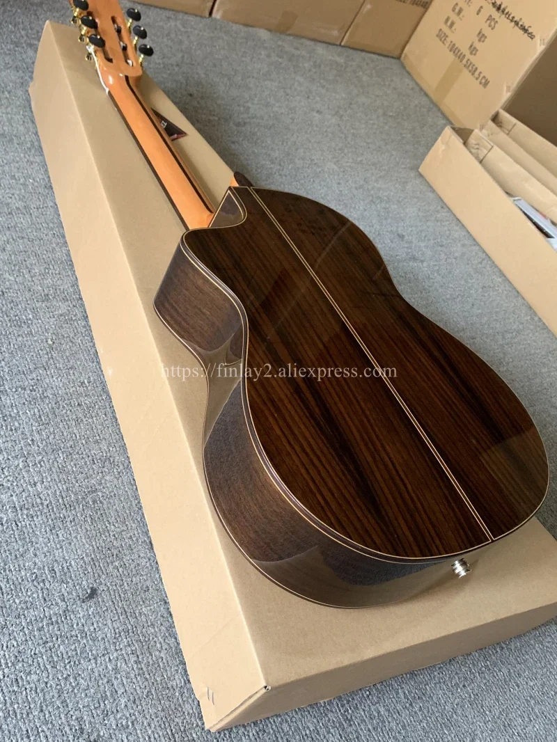 39 inch Cutaway Handmade Electric Spanish guitar,VENDIMIA Solid Cedar/Rosewood,Classical guitar With pickup,with strings VPRCE