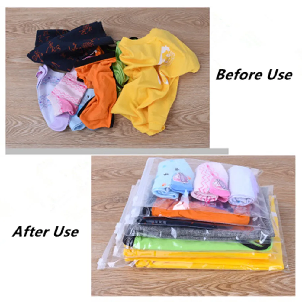 50Pcs Clear Plastic Travel Storage Bag Slide Zipper With Vent Clothes Underwear Tshirt Packaging Pack Pouches Resealable