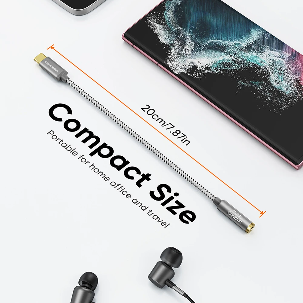 Адаптер для наушников CableCreation USB Type-C к разъему 3,5 мм Aux, USB C к аудиокабелю для iPad Pro Samsung Galaxy Motorola Xiaomi