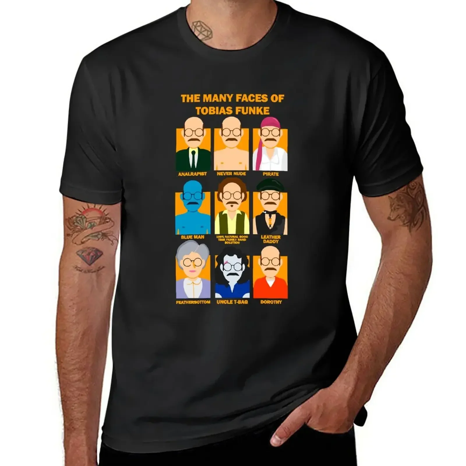 Needed Gifts The Many Faces Of Tobias Funke Albert Camus Movie Graphic For Fans T-Shirt cute clothes blanks tshirts for men