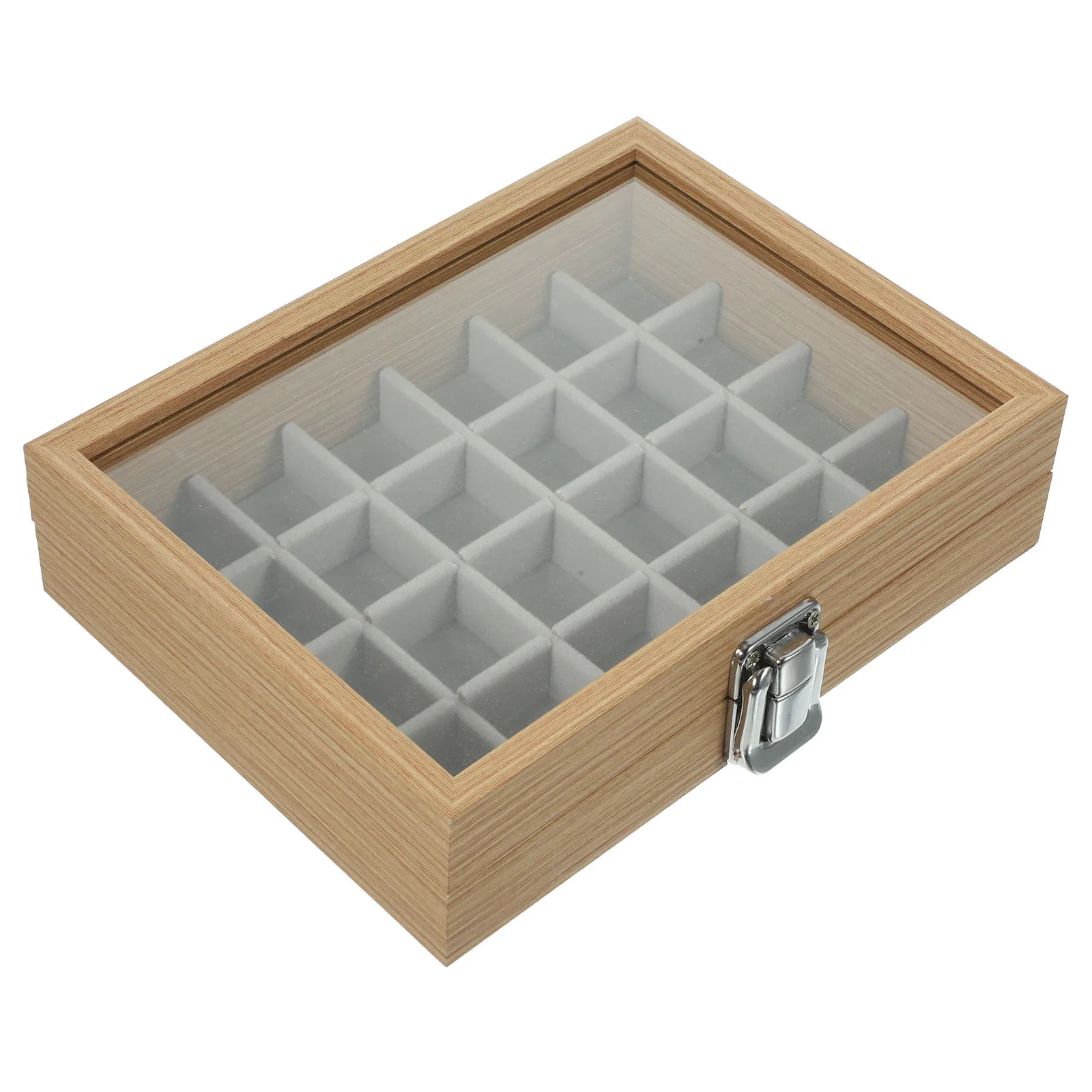 

Wooden Jewelry Box 12 Grids Clear Lid Storage Organizer Compact Lightweight Multi Compartments Sturdy Structure Necklace