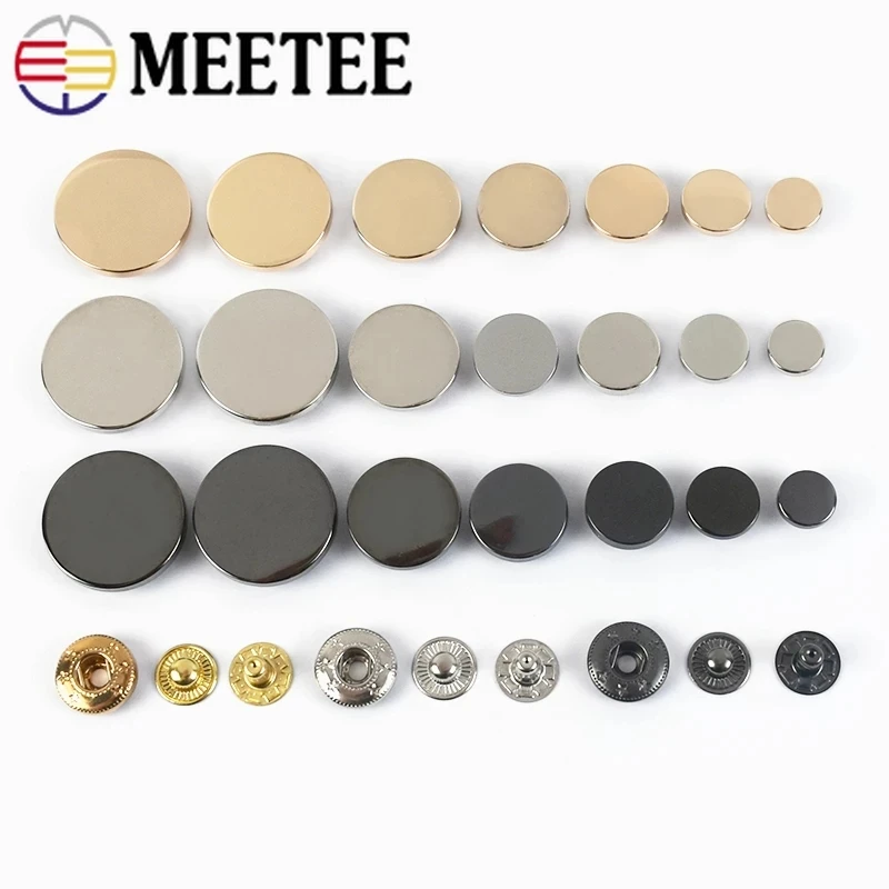 20Sets 10-25mm Metal Press Stud Sewing Buttons Clothes Fasteners Snap Button Accessories for Coat Decorative Clasp Leather Craft