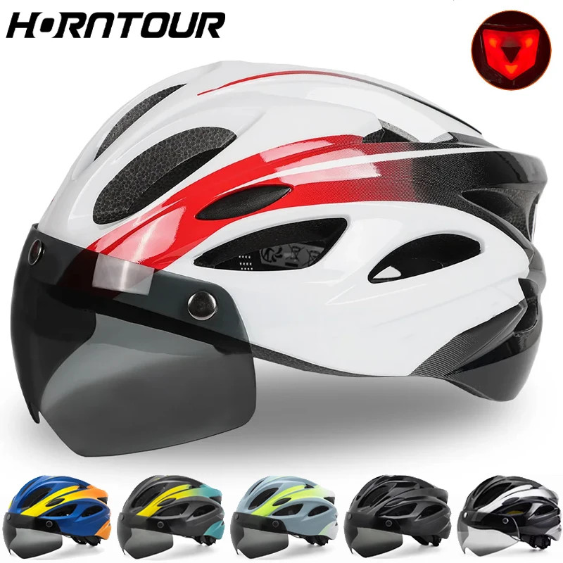 

Horntour Adult Bicycle Helmets with Safety Taillights Road MTB Mountain Bike Helmet for Men Women Cycling Helmet kask rowerowy