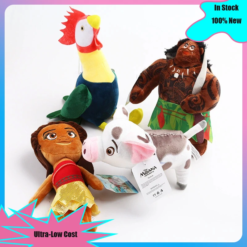 ในสต็อกอะนิเมะ Moana 2 สัตว์เลี้ยงหมู Pua Maui Heihei ตุ๊กตาสัตว์น่ารัก Pepa การ์ตูน Disney Plush ที่กําหนดเองของเล่น