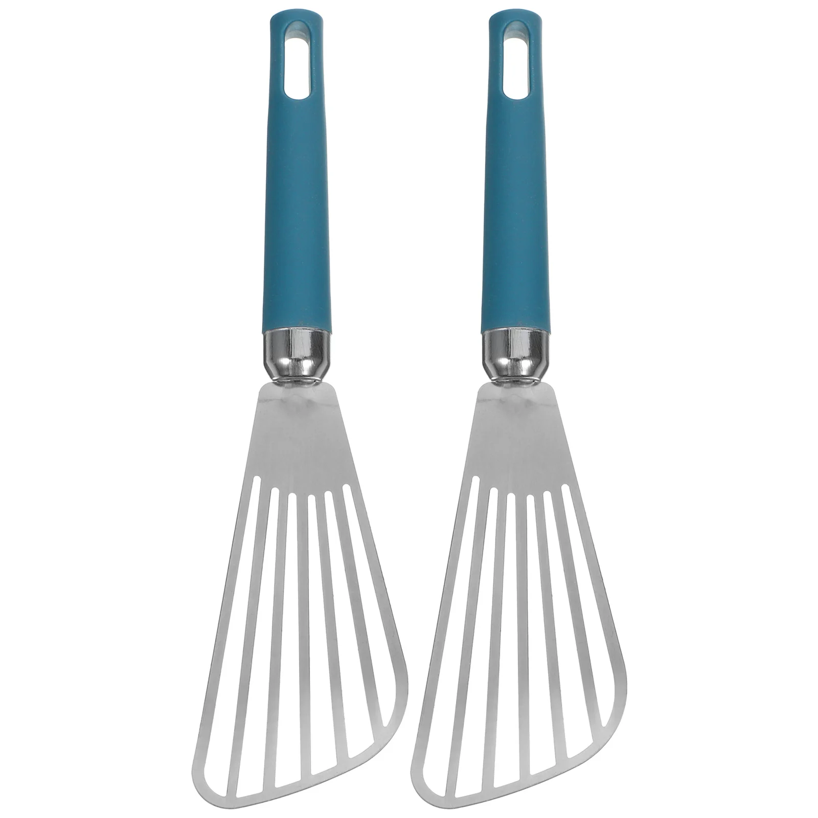 

2pcs Stainless Steel Fish Shovel Premium Pp Handle Slotted Turner For Fish Steak Pancake Baking Bbq Kitchen Gadget