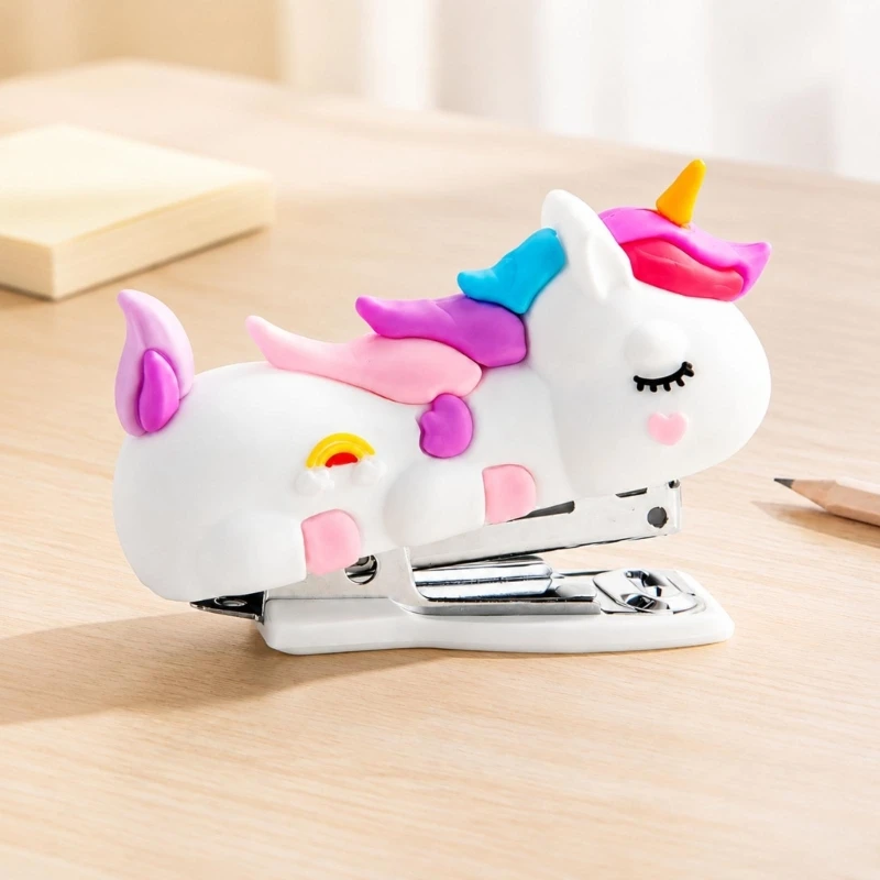 Standard Staple Desktop Stapler with Built-In Remover and Silicone-Covered Cartoon Body for Paper Tasks and Desk Use