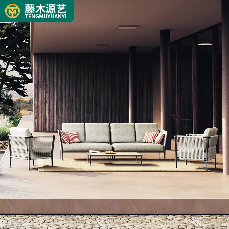 Outdoor Rattan Sofa Tables And Chairs Overhead Layer Modern Nordic Simple Rattan Chair Garden Courtyard Balcony Rattan Outdoor