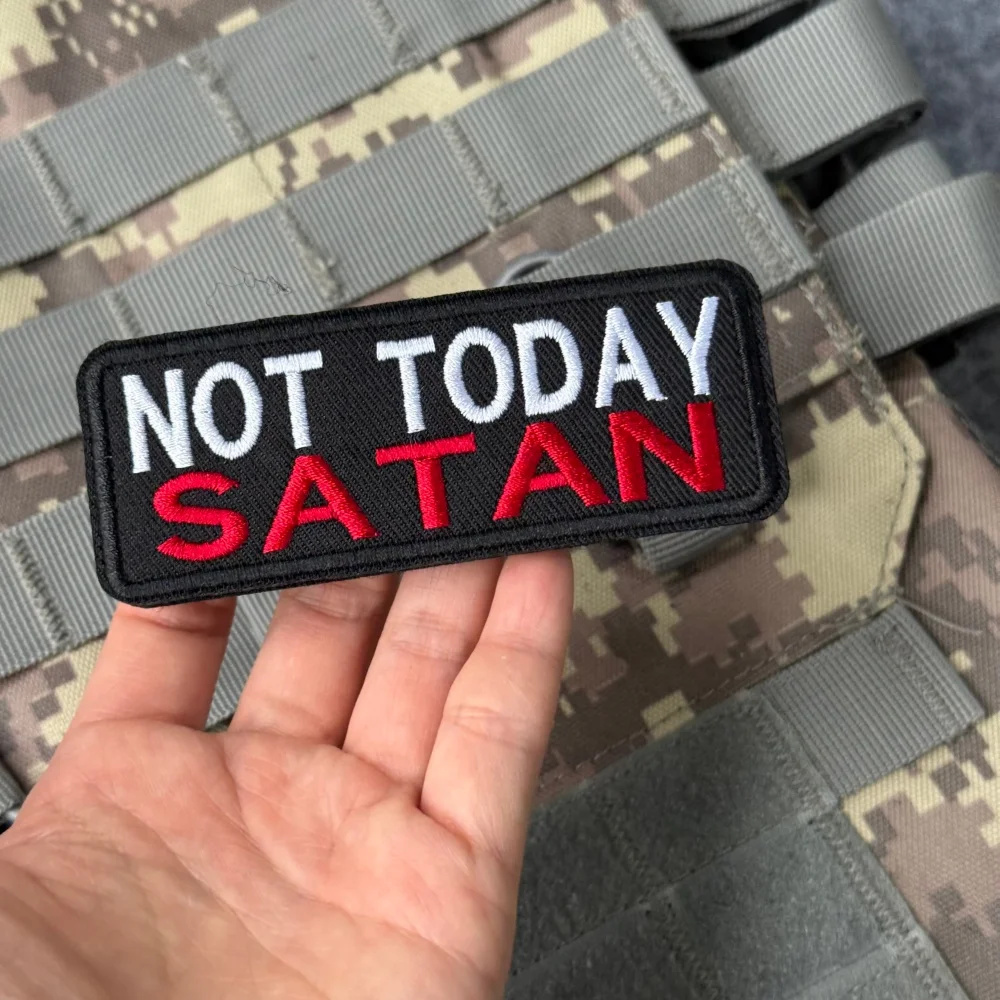 Parche táctico bordado Not Today Satan – Moral militar con velcro - imagen 4