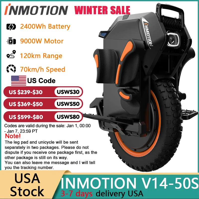 Original INMOTION Adventure V14 Electric Unicycle 134V 2400Wh 50S Battery 70km/h Speed Motor C40 9000W High Torque EUC Wheel