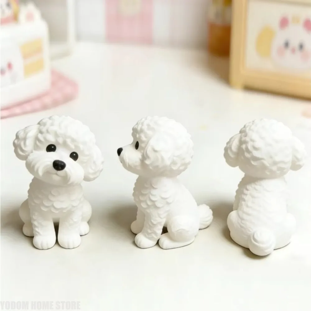 Miniature Pet Dog Resin Figurines, Lovely Tabletop Ornament, Scene Decor for Office Bedroom Wedding Supplies