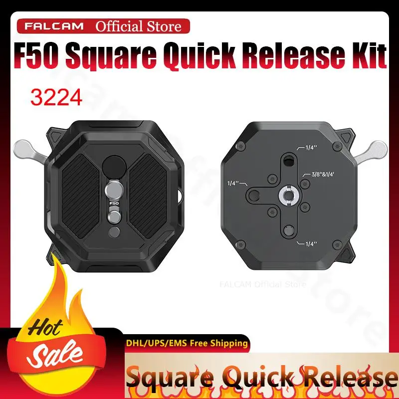 

Официальный комплект быстросъемных креплений Falcam F50 Square с резьбовыми отверстиями 3/8 и 1/4, совместимый с основанием штатива Manfrotto 501Plate, новый