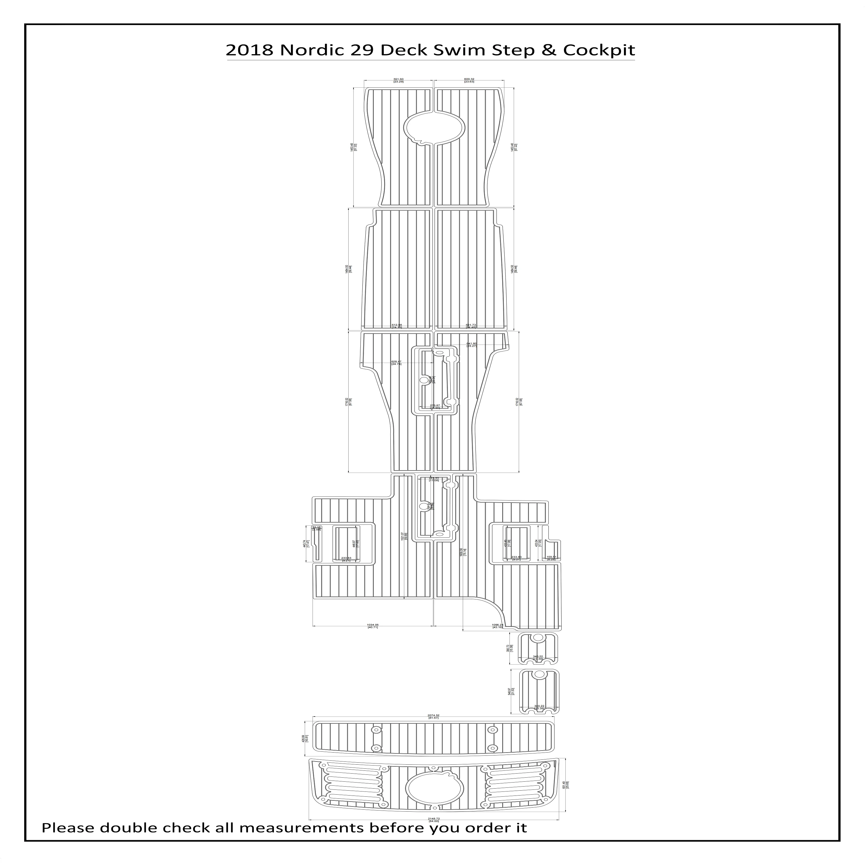 2018 Nordic 29 Deck Swim Step Cockpit Boat EVA Faux Teak Deck Floor Pad