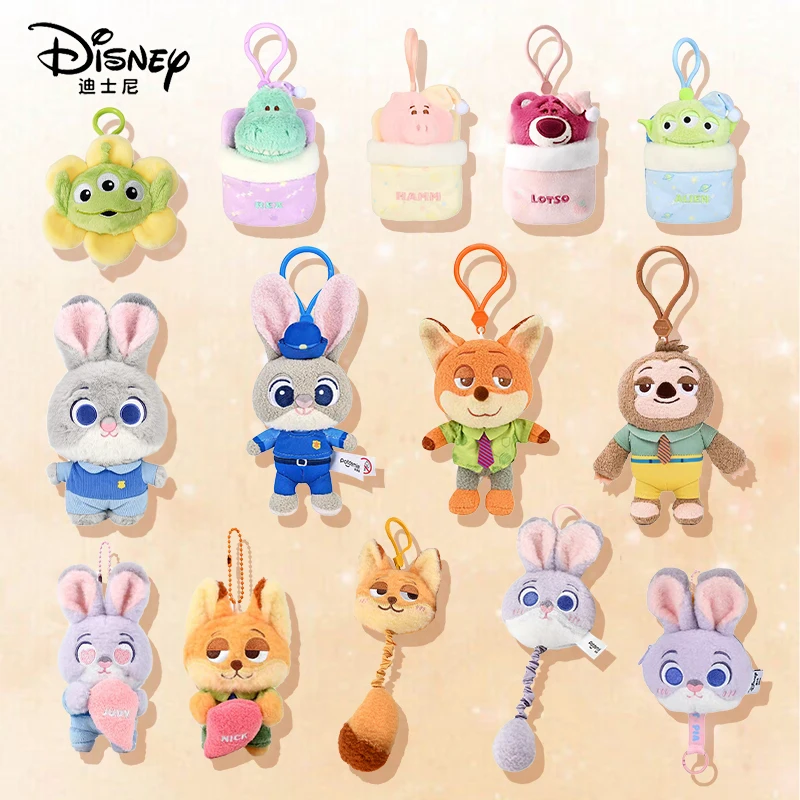 Disney Lotso Alien Bolt Judy Hopps Nick Wilde Backpack Pendant Plush Toy Cartoon & Cute Doll keyring Children's Birthday Present