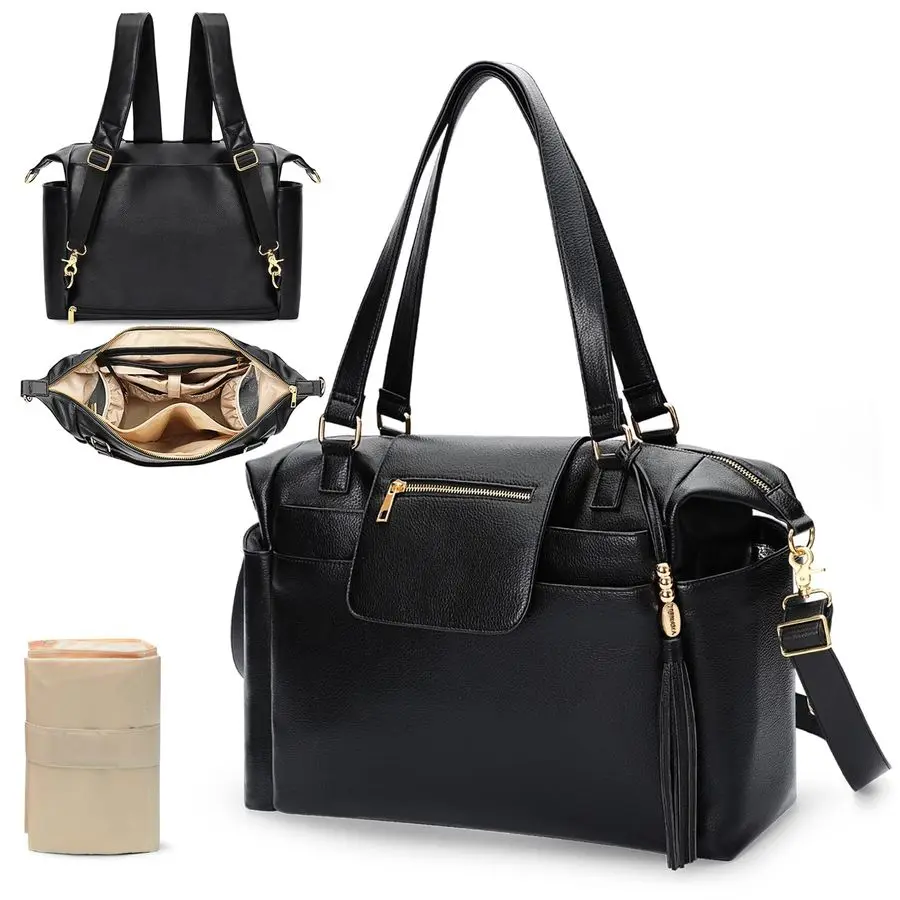 

Bag Tote Leather Diaper Bag Backpack LargeBaby Diaper Bag 14 Diaper Bag Organizing Pouches,Changing Pad,Crossbody Strap,4 Insula