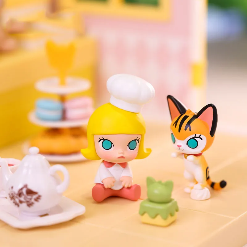 Popmart molly cozinha série caixa cega acho saco caixa mistério brinquedos boneca bonito anime figura ornamentos de mesa presente coleção