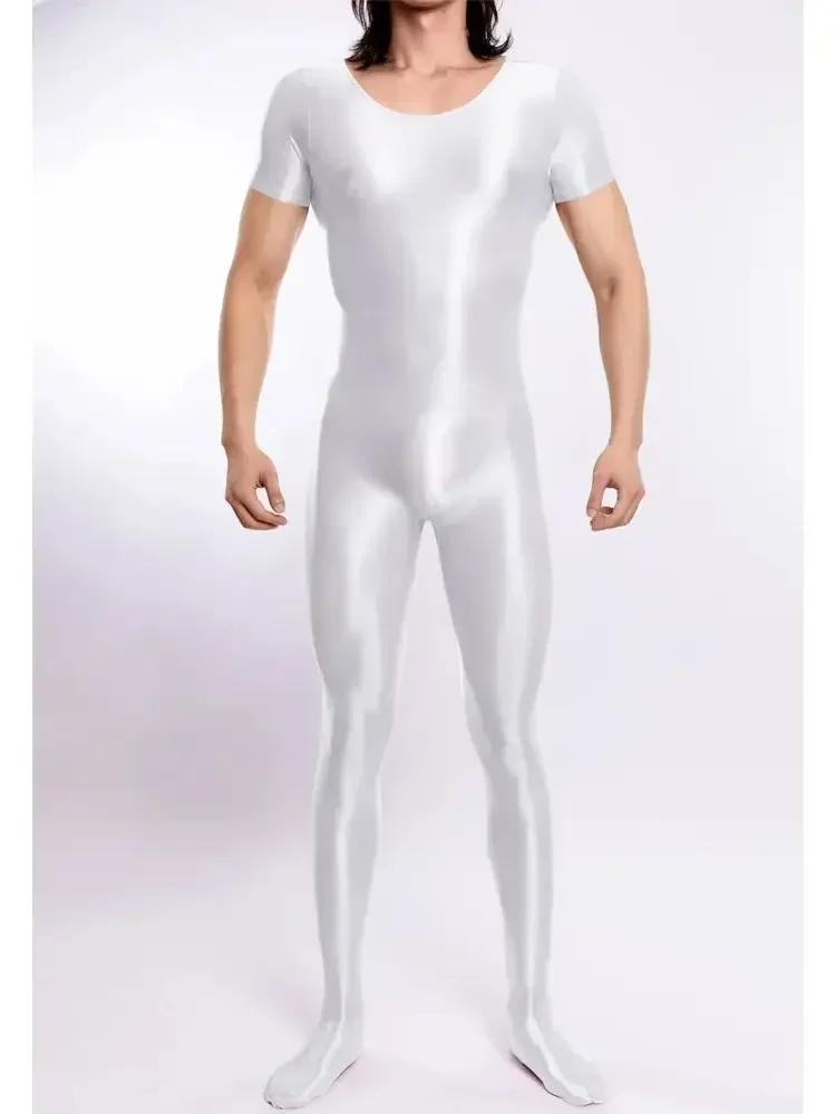 للجنسين قصيرة الأكمام لامعة لامعة بوديستوكينج سلس التمثال جوارب طويلة ارتداءها الجوارب يوتار الملتصقة بذلة Catsuit Unitard