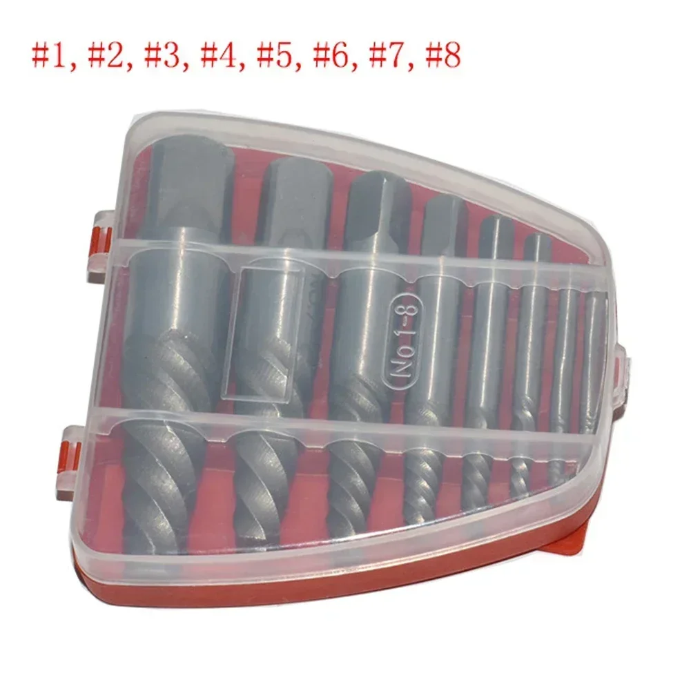 5/6/8Pcs Screw Extractor Metal Drill Bit Set Damaged Screws Remover Extractor Woodworking Tools Broken Bolt Water Pipe Extractor