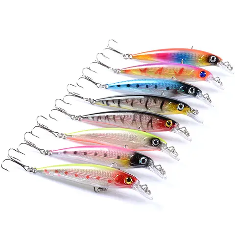 Minnow Fishing Lure  Artificial Bionic Swing Hard Bait Tackle 3D Eyes Hook Wobbler Carp Fishing Pesca for Bass Pike 10Pcs