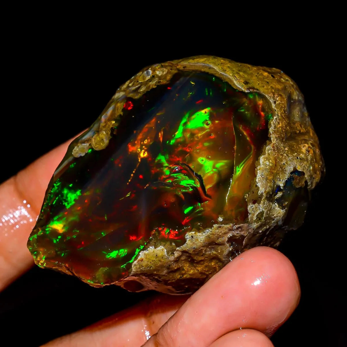 AAA+ Natural Ethiopian Opal Rough Raw Fire Opal Play Of Color Jewelry Making Collector Gemstone Randomly Selected One