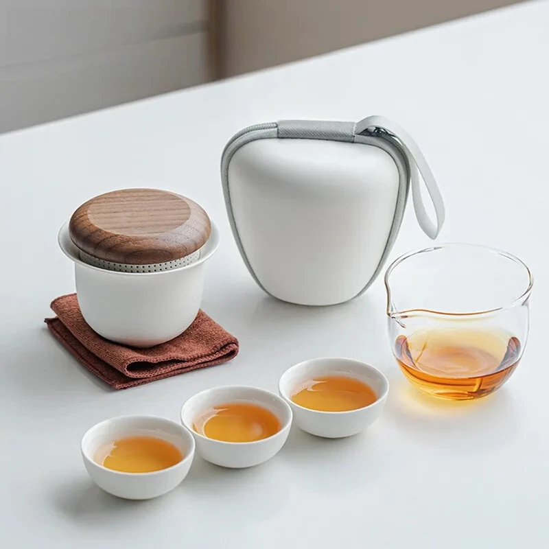 

Набор быстрых чашек Ретро Набор чашек для чая Набор инструментов 1 горшок 3 чашки для приготовления чая Кемпинговая сумка Кунг-фу Портативный чайный сервиз Оборудование для рукоделия