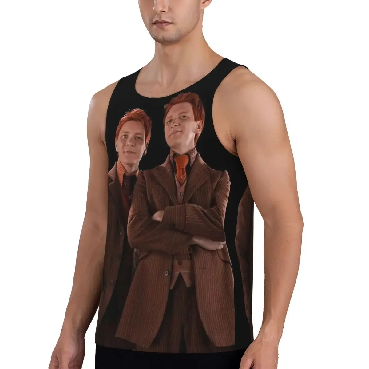 Quick Dry Weasley Twins Printing Fashion Gym Tank Muscle Sleeveless Shirt Bodybuilding Breathable Vest
