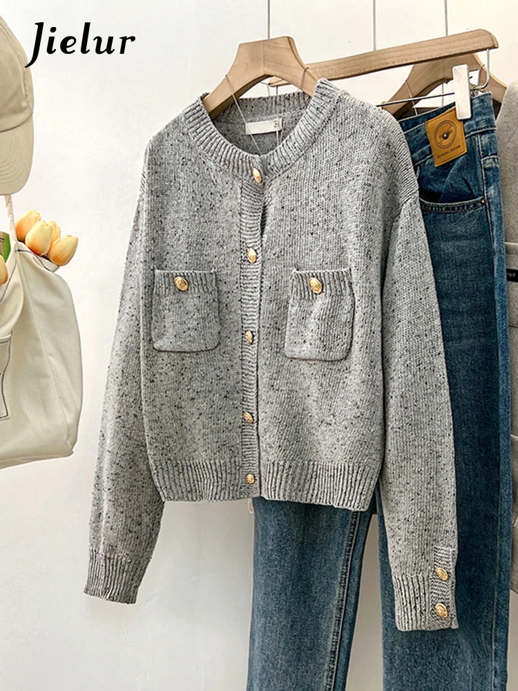 Jielur Autumn New Casual Loose Women Cardigan Simple Basic Fashion Cardigan Woman O-Neck Street Chicly Knit Sweaters Female