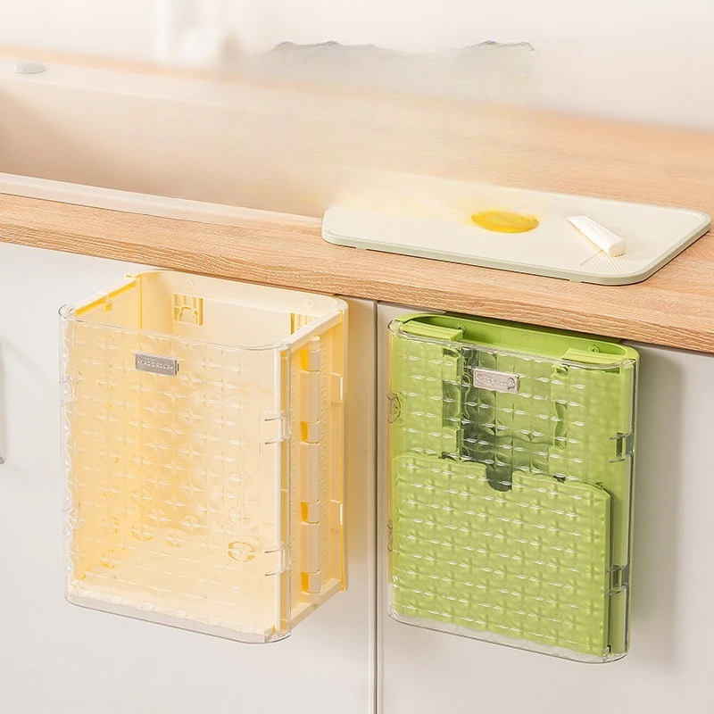 

Foldable Wastebaskets Household Kitchen Waste Recycle Bins Suspended Suspend Trash Kitchen Large Capacity Transparent Trash Cans